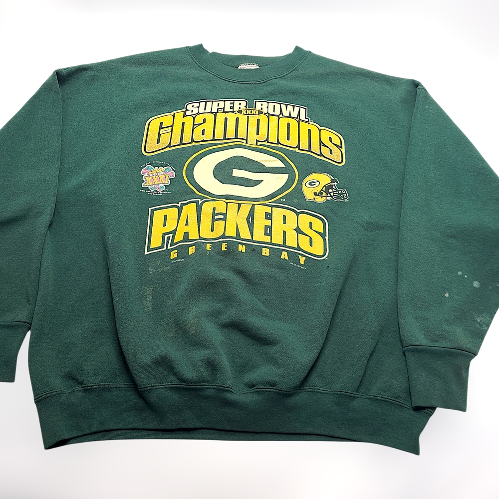 Vintage 90s Green Bay Packers Super Bowl XXXI Champions XXL Delta Sweatshirt NFL